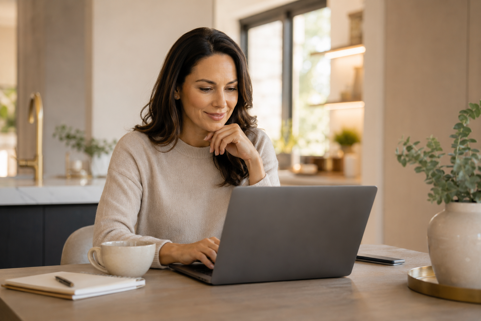 Woman booking a consultation on her laptop at home