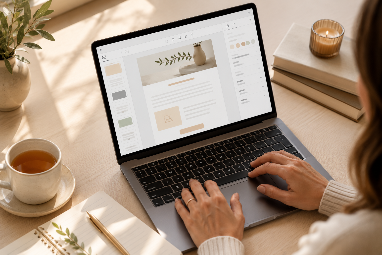 Laptop screen showing a newsletter draft being edited